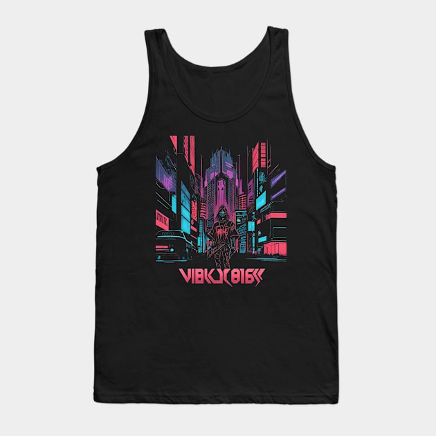 Cyberpunk City Hacker Tank Top by TaevasDesign